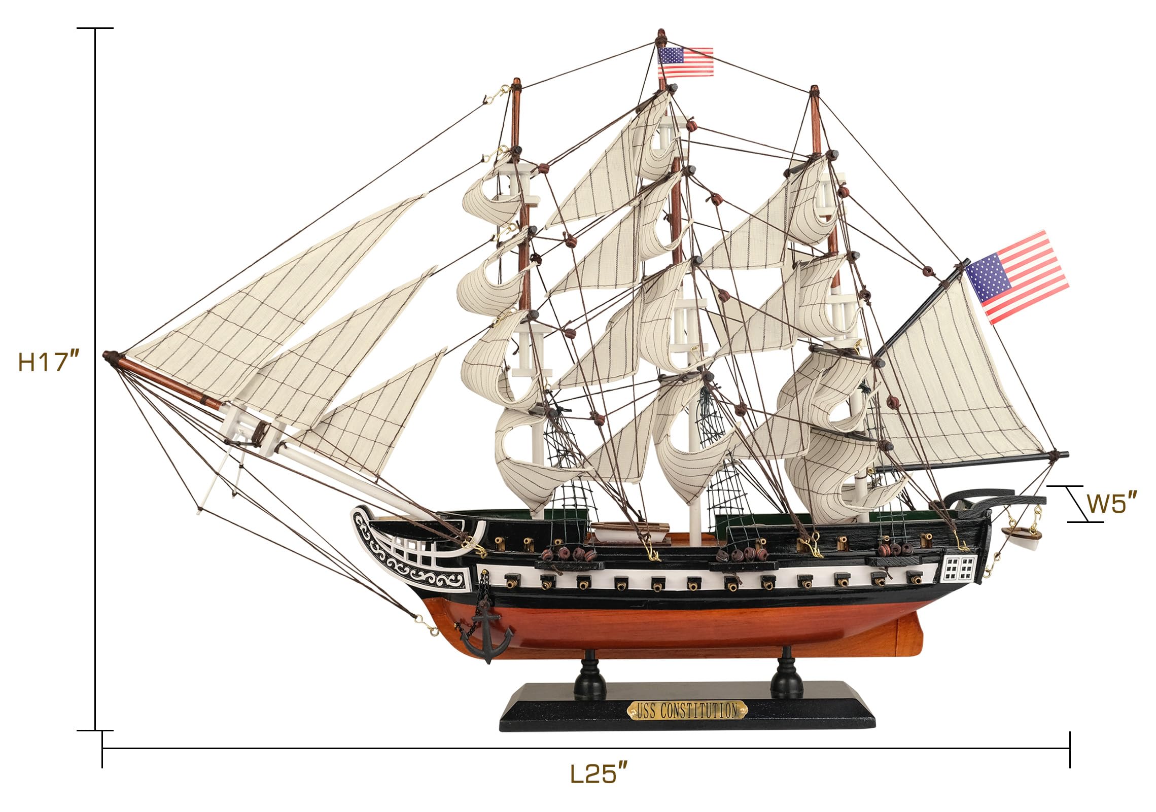 Amazon | SAILINGSTORY 木製模型船 USS 憲法 1/150スケール レプリカ